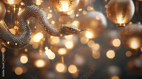 Golden Serpent Among Lights