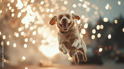 Joyful Dog Leaping Through ...