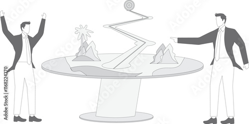 Business people explain franchise business strategies on white board to achieve business targets illustration, franchise business management, business strategy concept