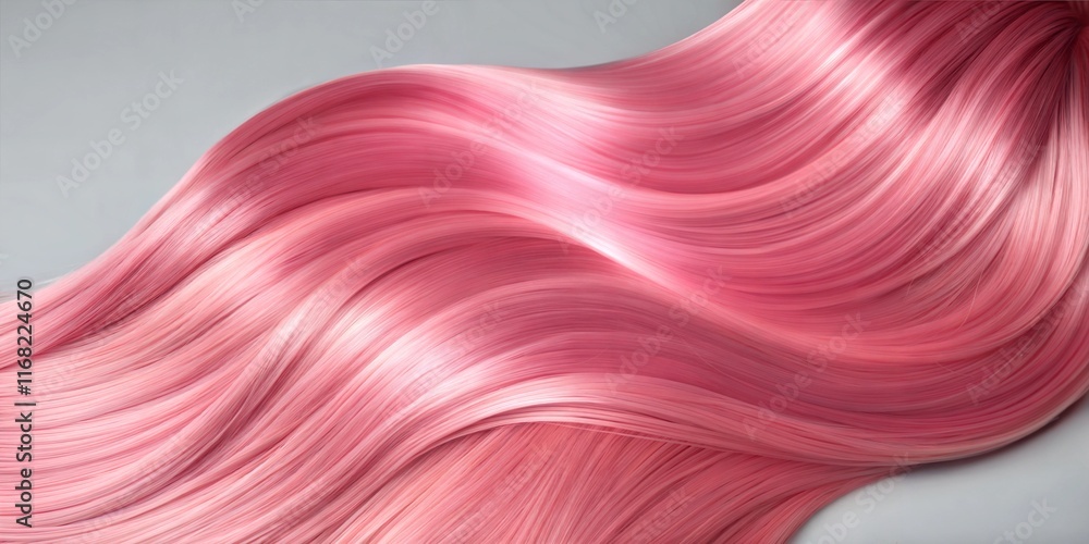 Glossy pink hair flowing in soft waves showcases vibrant beauty and texture Glossy pink hair flowing in soft waves showcases vibrant beauty and texture