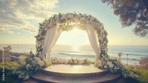 Romantic Beach Wedding Arch at Sunset photo