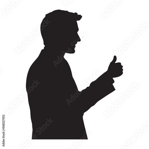 Man with thumbs up pose silhouette vector illustration
