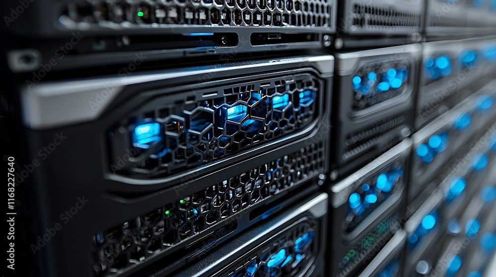 Illuminated Server Racks In Modern Data Center Illuminated Server Racks In Modern Data Center