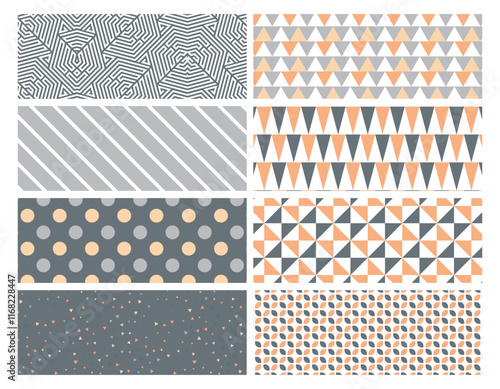 Geometric seamless patterns sect print, old vintage pattern vector, multi set background, abstract geometric pattern. Decorative tile. Textile rapport