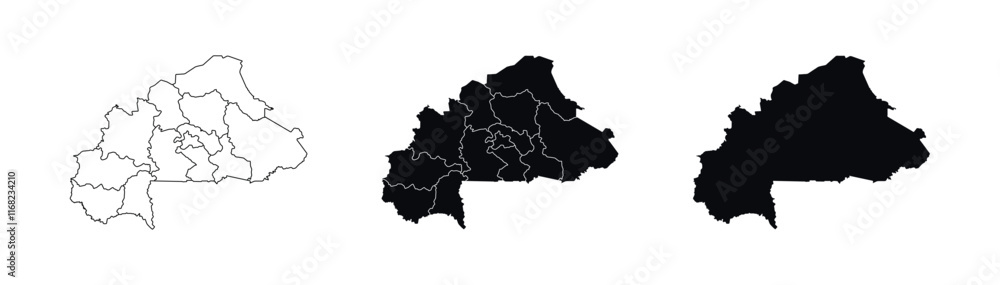 Obraz premium Burkina Faso Map vector icon. Map of Burkina Faso various styles.