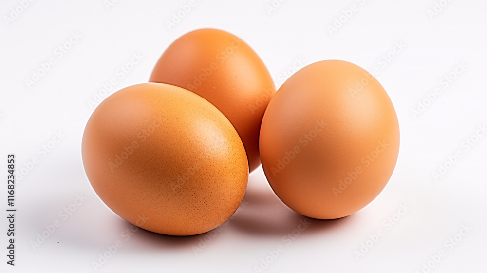 Three chicken ova isolated atop a pure background. Three chicken ova isolated atop a pure background.