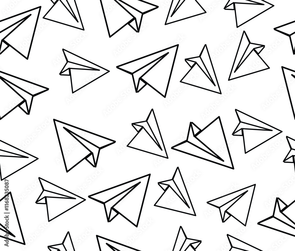 design vector art seamless pattern with paper airplane style