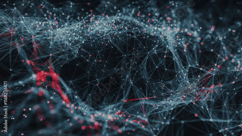 Abstract Digital Web of Interconnected Points and Lines