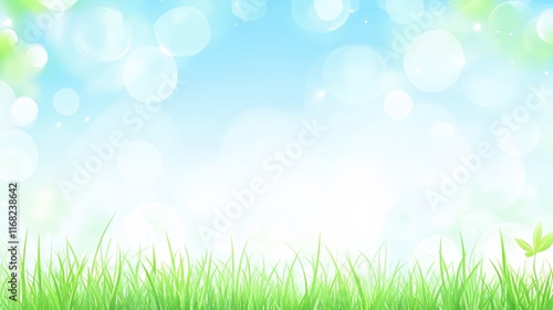 Bright and Cheerful Background with Soft Bokeh Effect and Lush Green Grass