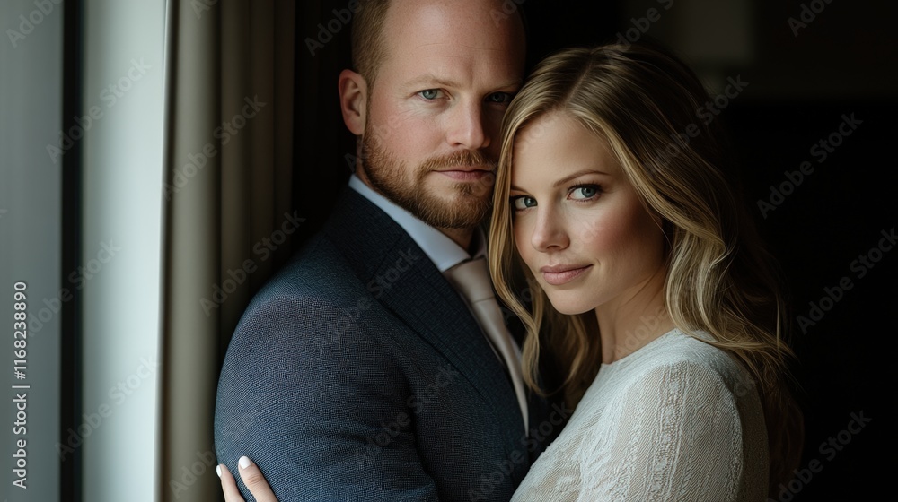 Fototapeta premium Minimalism studio portrait swedish wedding