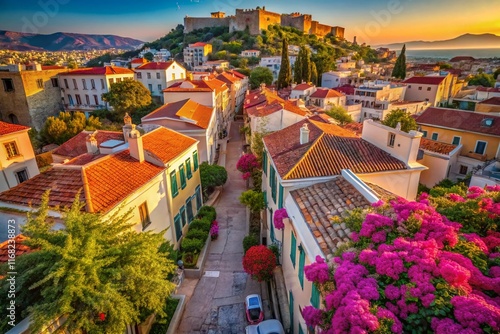 Fototapeta Naklejka Na Ścianę i Meble -  Aerial View of Plaka, Athens: Charming Streets and Historic Architecture