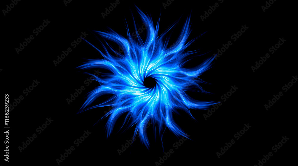 Energy bursts of Blue on a Black background. Background for cover design Energy bursts of Blue on a Black background. Background for cover design