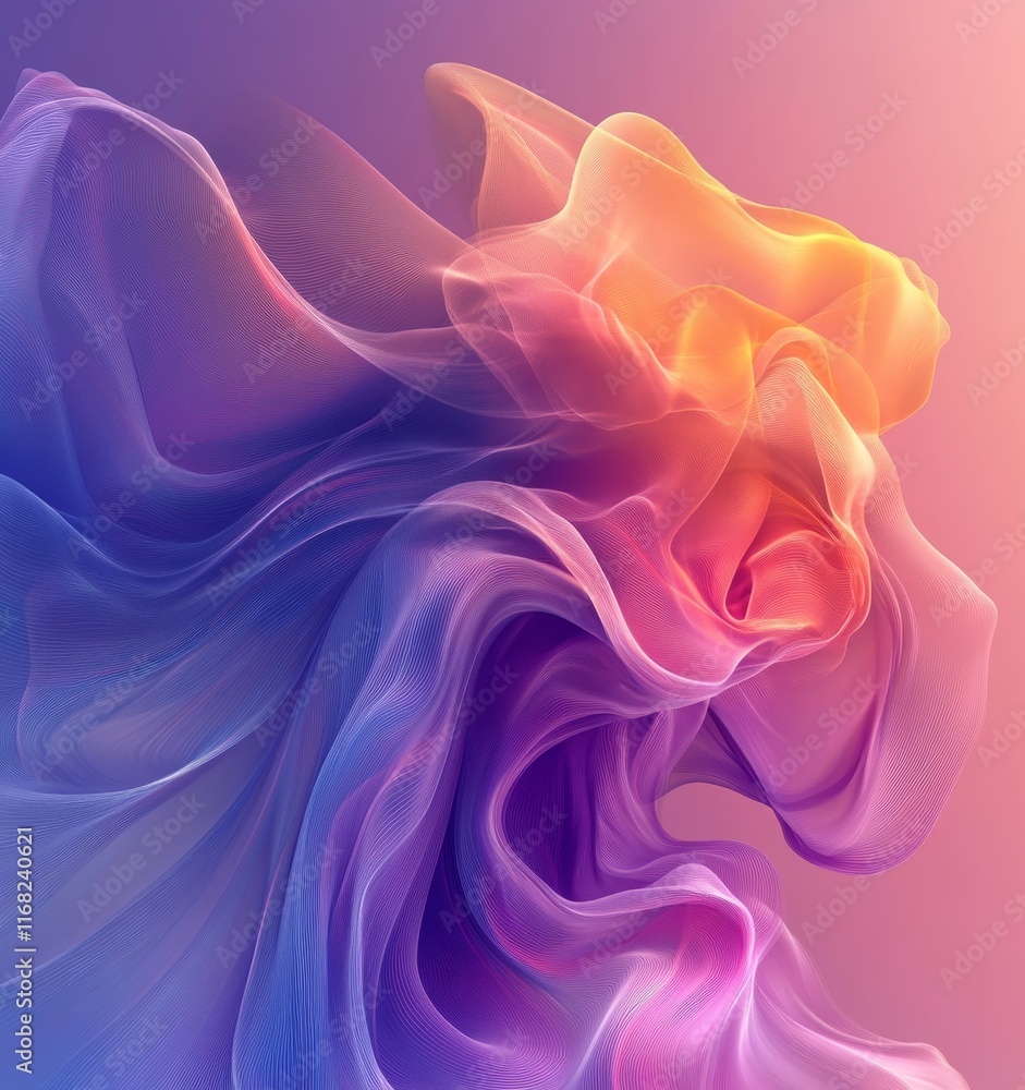 Obraz premium Modern Digital Art Concept with Smooth Gradient Flow, Generative AI