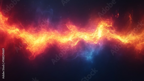 Wallpaper Mural Fiery Cosmic Stream: A Dynamic Abstract of Red and Blue Flames Torontodigital.ca
