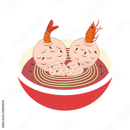 Indonesian Shrimp Bakso Vector Design