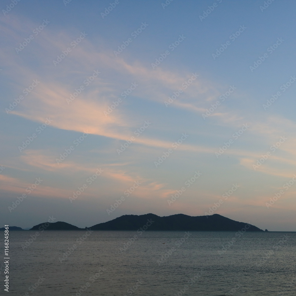 Sunset view from Klong Kloi Beach, Koh Chang, Thailand.