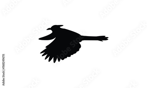 Flying Bulbul Bird Silhouette Design  And Vector Illustration. 