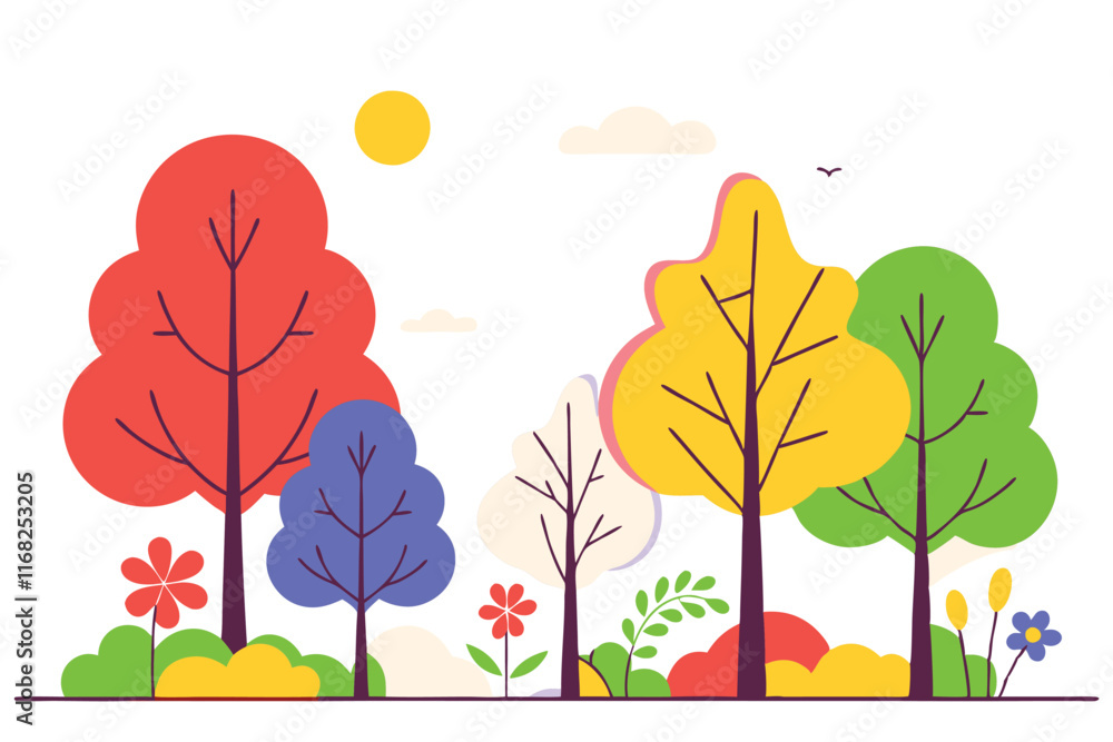 Fototapeta premium Forest illustration vector on white background