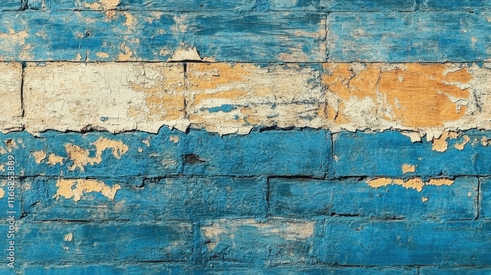 Obraz premium Rustic brick wall with peeling paint and weathered texture