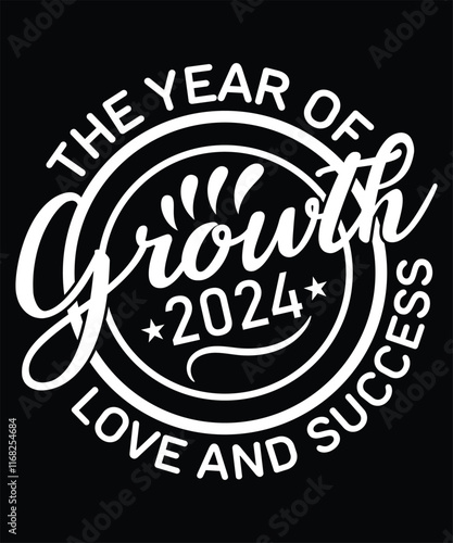 New Year 2024 Typography Text style T-shirt Design