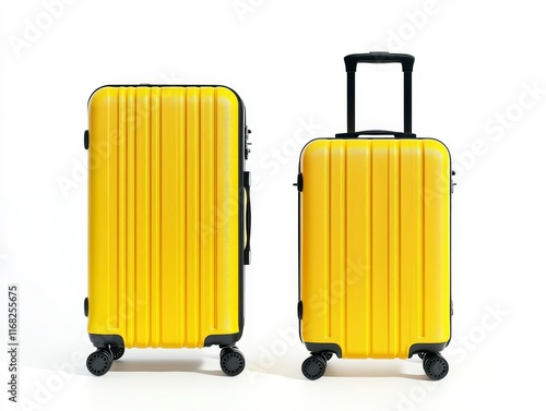 Wallpaper Mural Two yellow suitcases, one large, one small, on white background. Torontodigital.ca