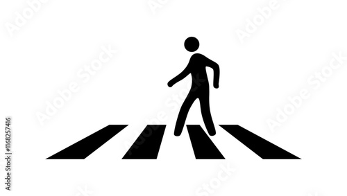 Crosswalk emblem, black isolated silhouette