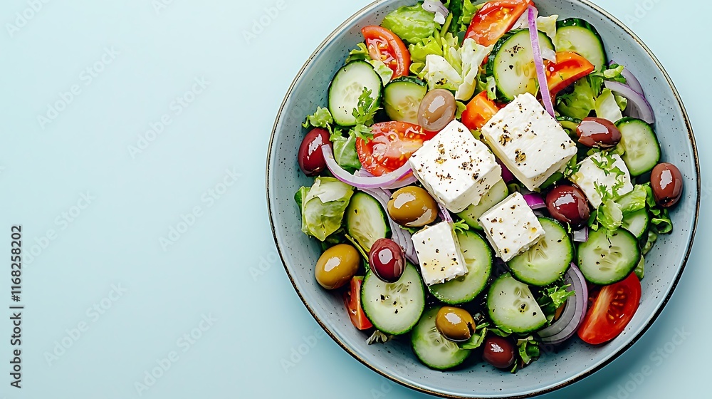 Fresh Greek Salad with Feta Cheese Cucumbers Tomatoes and Olives Fresh Greek Salad with Feta Cheese Cucumbers Tomatoes and Olives
