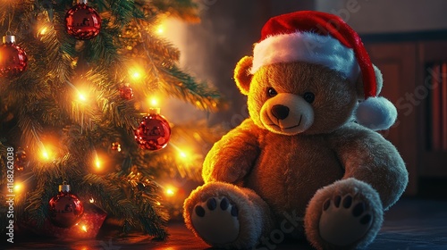 Wallpaper Mural The tree sparkles with twinkling lights and colorful ornaments, casting a festive glow around the room Torontodigital.ca