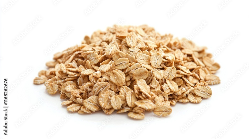A Pile Of Rolled Oats Isolated On White A Pile Of Rolled Oats Isolated On White