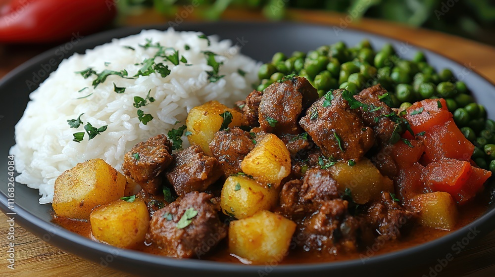 Delicious Beef Stew with Potatoes, Rice, and Peas: A Hearty and Flavorful Meal Delicious Beef Stew with Potatoes, Rice, and Peas: A Hearty and Flavorful Meal