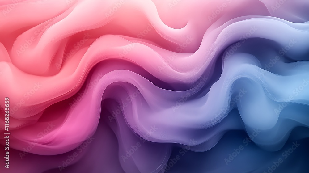 Obraz premium Fluid Pink and Blue Abstract Waves: Serene Swirling Color Gradient