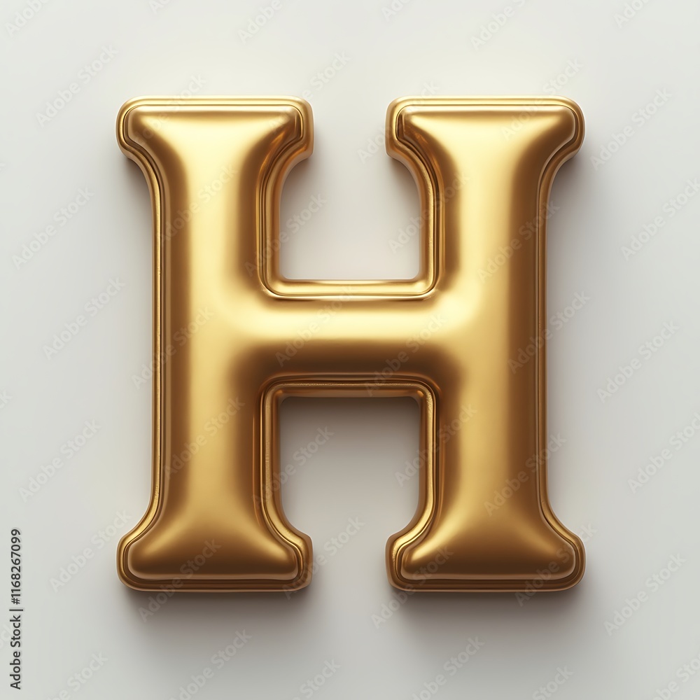 3D golden H letter on a white background 3D golden H letter on a white background