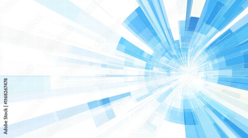Obraz premium Abstract blue and white design with radial lines suggesting movement and speed.