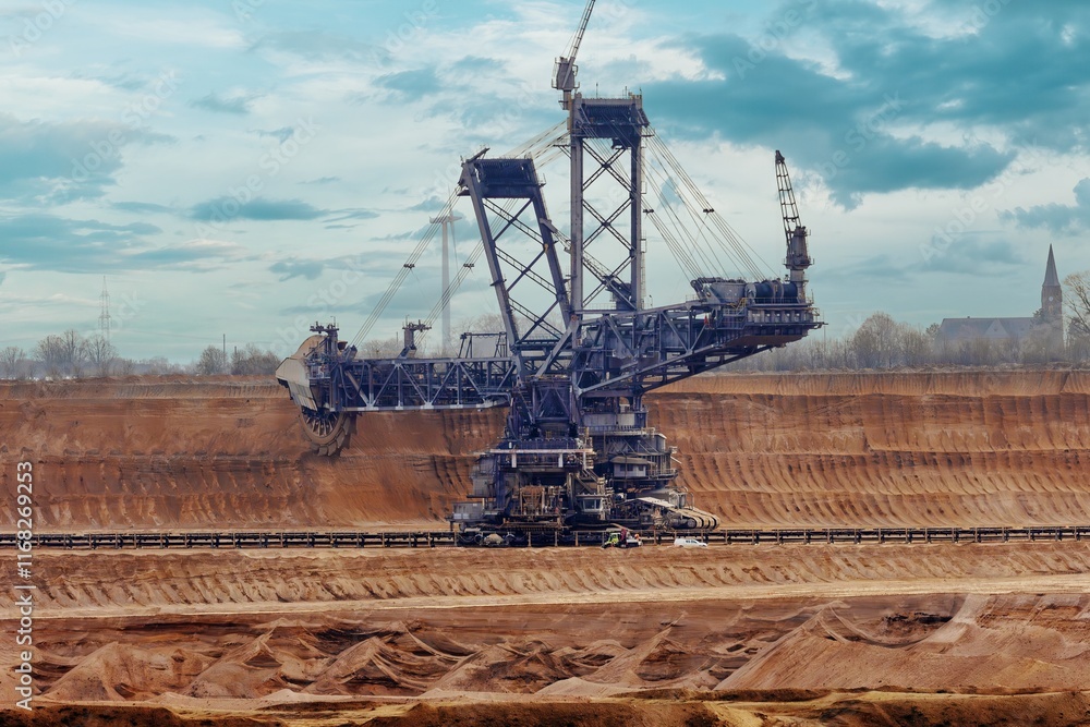 Large excavator in use in a coal mining area