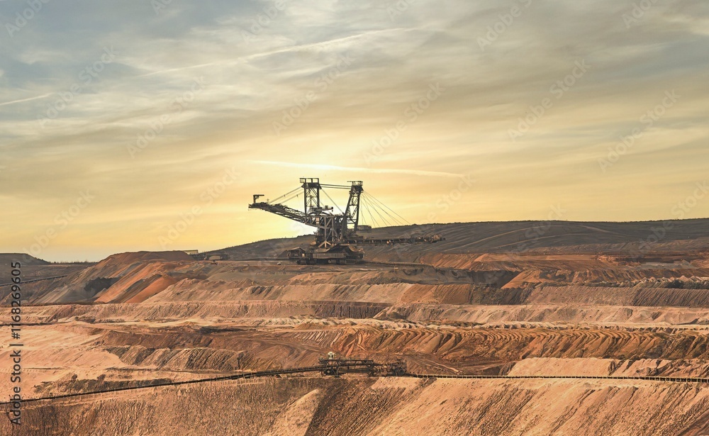 Large excavator in use in a coal mining area
