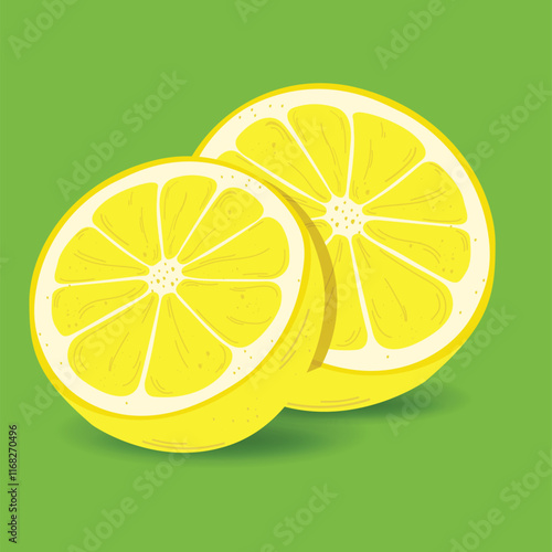 green yellow Lemon citrus background. Flying Lemon with green leaf on transparent background. Lemon falling from different angles. Focused and blurry fruits. Realistic vector illustration .