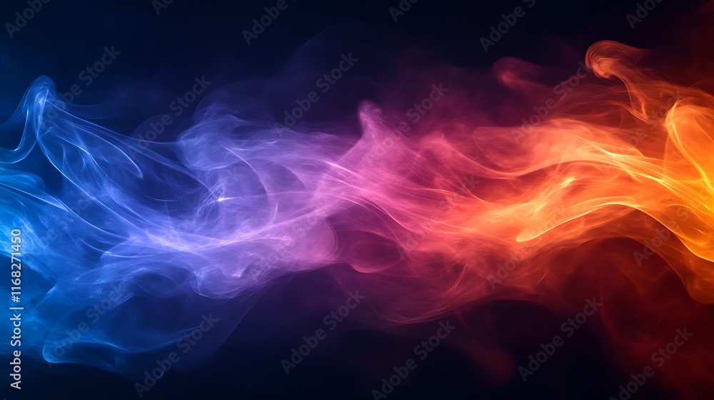Fototapeta premium Abstract Colorful Smoke: Dynamic Blue, Red, and Orange Swirls