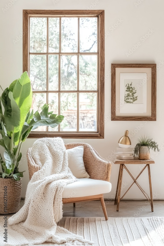Modern and Bright Living Room with Cozy Furniture, Large Windows, Indoor Plants, Stylish Decor, and Natural Light in a Minimalist Design for Relaxation and Comfort See Less Modern and Bright Living Room with Cozy Furniture, Large Windows, Indoor Plants, Stylish Decor, and Natural Light in a Minimalist Design for Relaxation and Comfort See Less