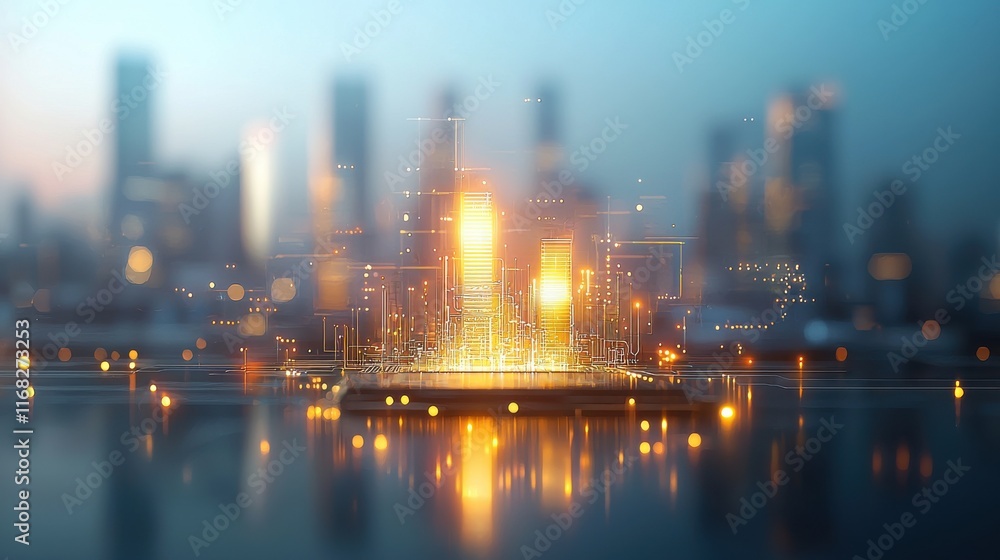 Obraz premium Ai chip revolutionizing technology urban landscape closeup image futuristic environment high-definition perspective innovation concept