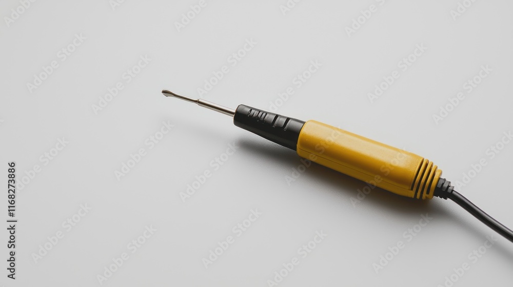 Naklejka premium Yellow and black handheld engraving tool on white background