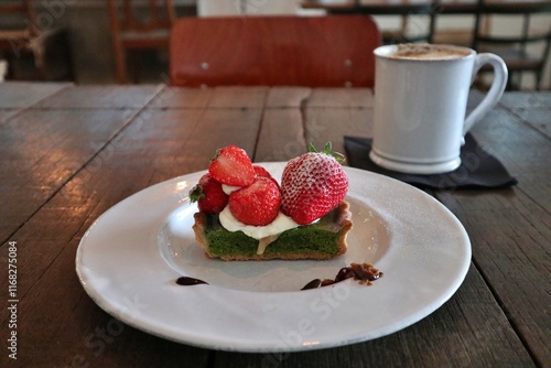 Canvas Print Matcha and strawberry tart in Tokyo, Japan
