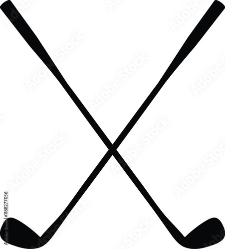 Pair of iron or wedge golf club flat vector silhouette for sports apps, website isolated on white background 