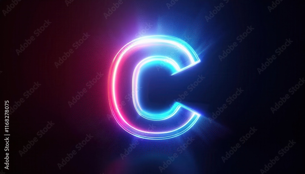 A glowing neon letter A glowing neon letter