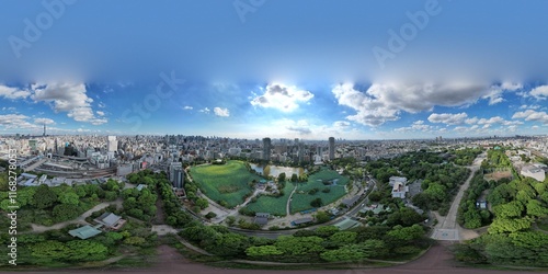 Photography 360 seamless HDRI Panorama view Ueno Park Tokyo Japan