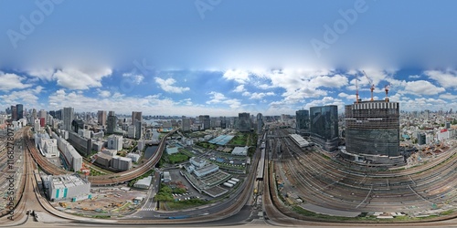 Fototapeta Naklejka Na Ścianę i Meble -  360 seamless HDRI Panorama view Minato City Tokyo Japan