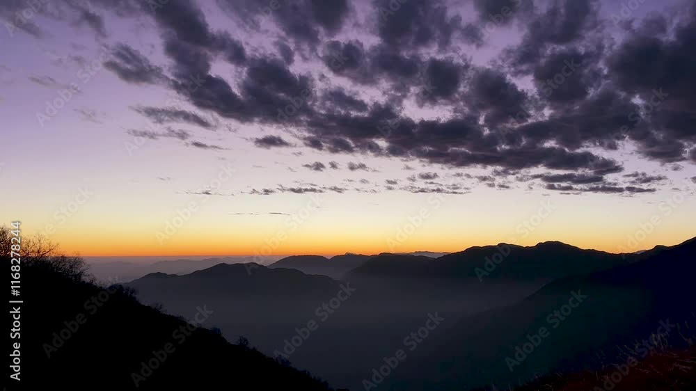 landscape view of sunset over the mountain in Nepal. landscape view of sunset over the mountain in Nepal.