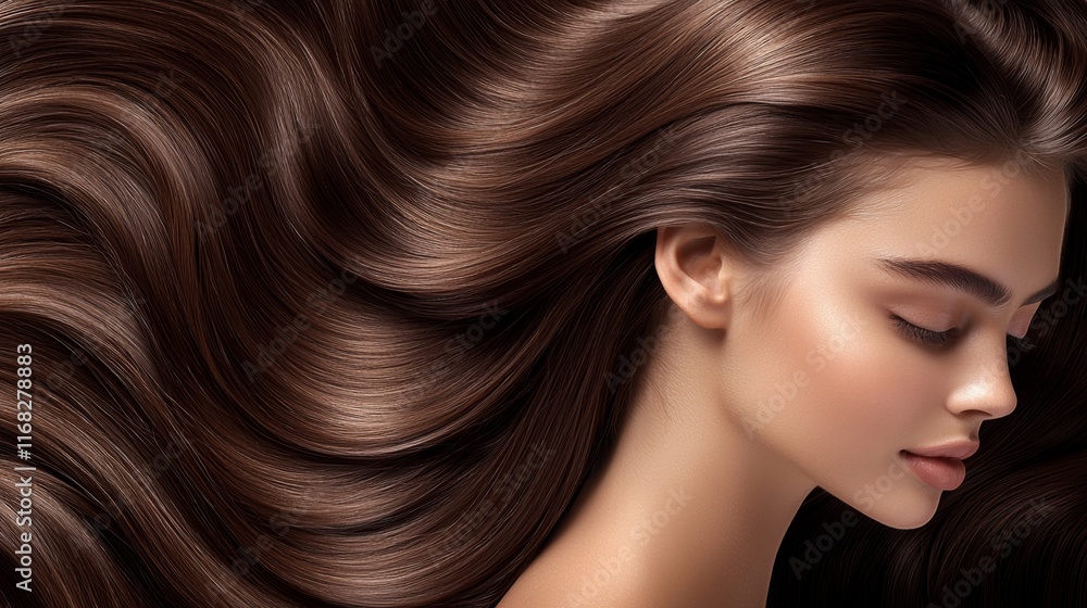 Elegant hair styling demonstration indoor studio beauty portrait soft lighting close-up view haircare concepts Elegant hair styling demonstration indoor studio beauty portrait soft lighting close-up view haircare concepts