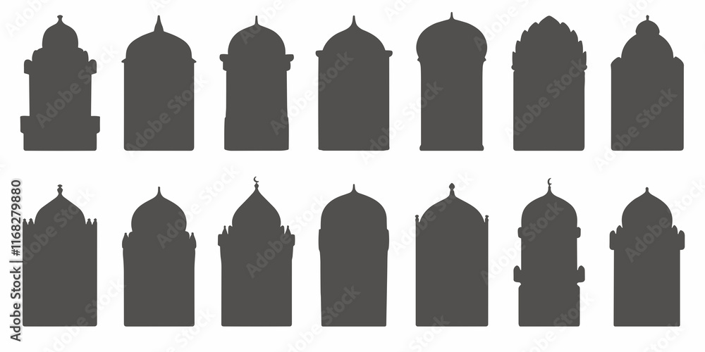 Mosque silhouette. Islamic building shapes Mosque silhouette. Islamic building shapes