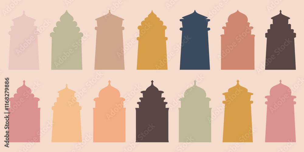 Mosque silhouette. Islamic building shapes Mosque silhouette. Islamic building shapes