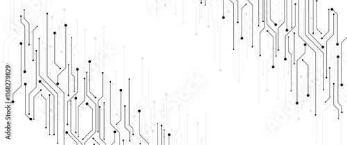 Vector abstract technology on a white background. Technology black circuit diagram.